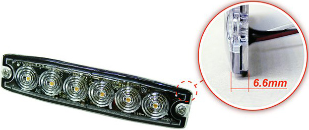 6-LED Ultra Thin Strobe Amber 12V/24V