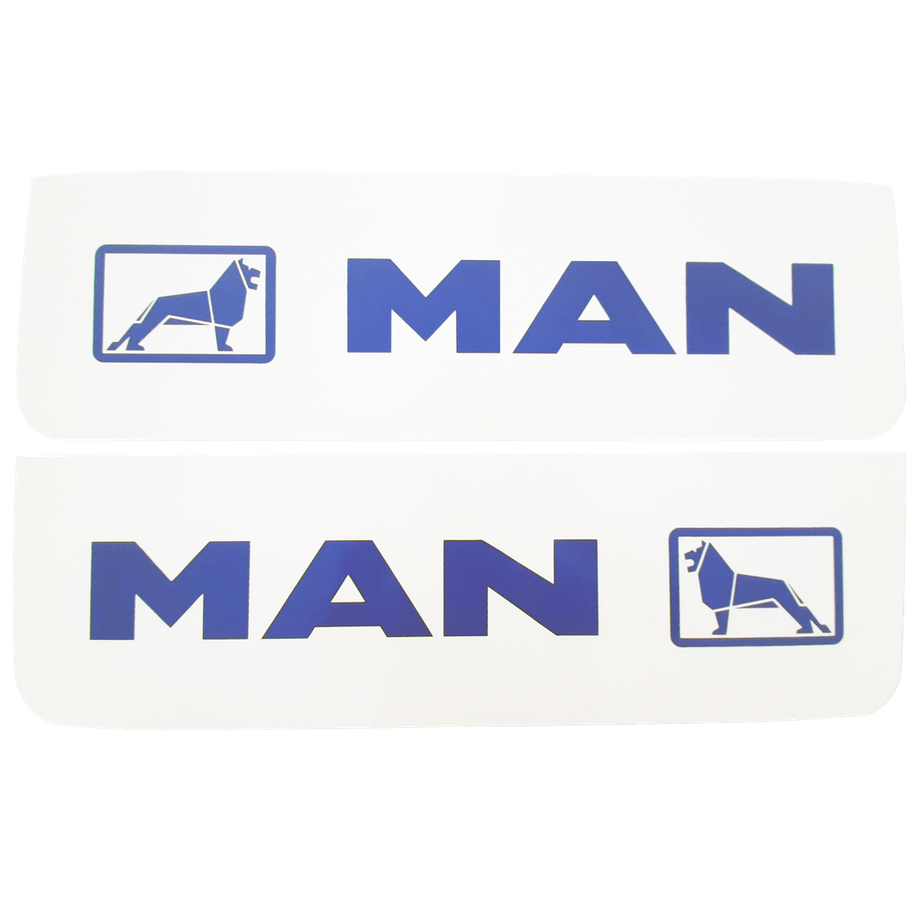 Front Mudflap Set for MAN | White with Blue Print | 60x18cm