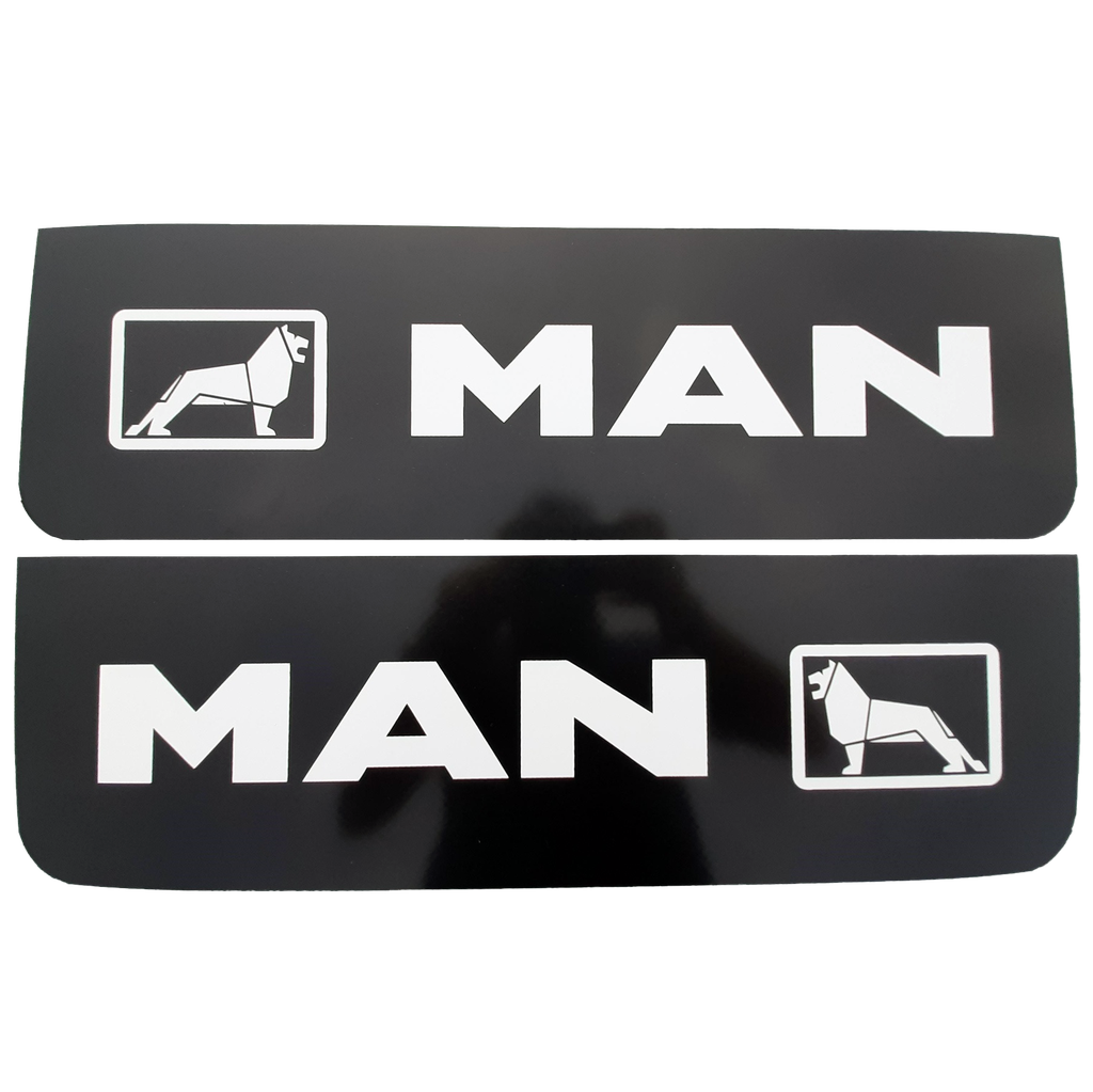 Front Mudflap Set for MAN | Black with White Print | 60x18cm