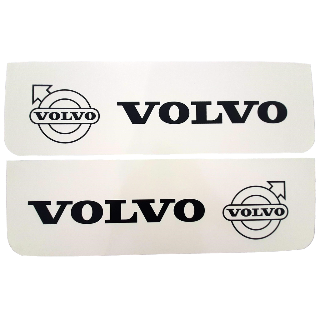 Front Mudflap Set for Volvo | White with Black Print | 60x18cm