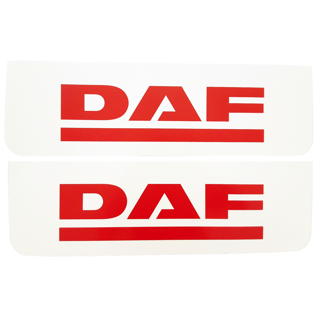 Front Mudflap Set for DAF | White with Red Print | 60x18cm