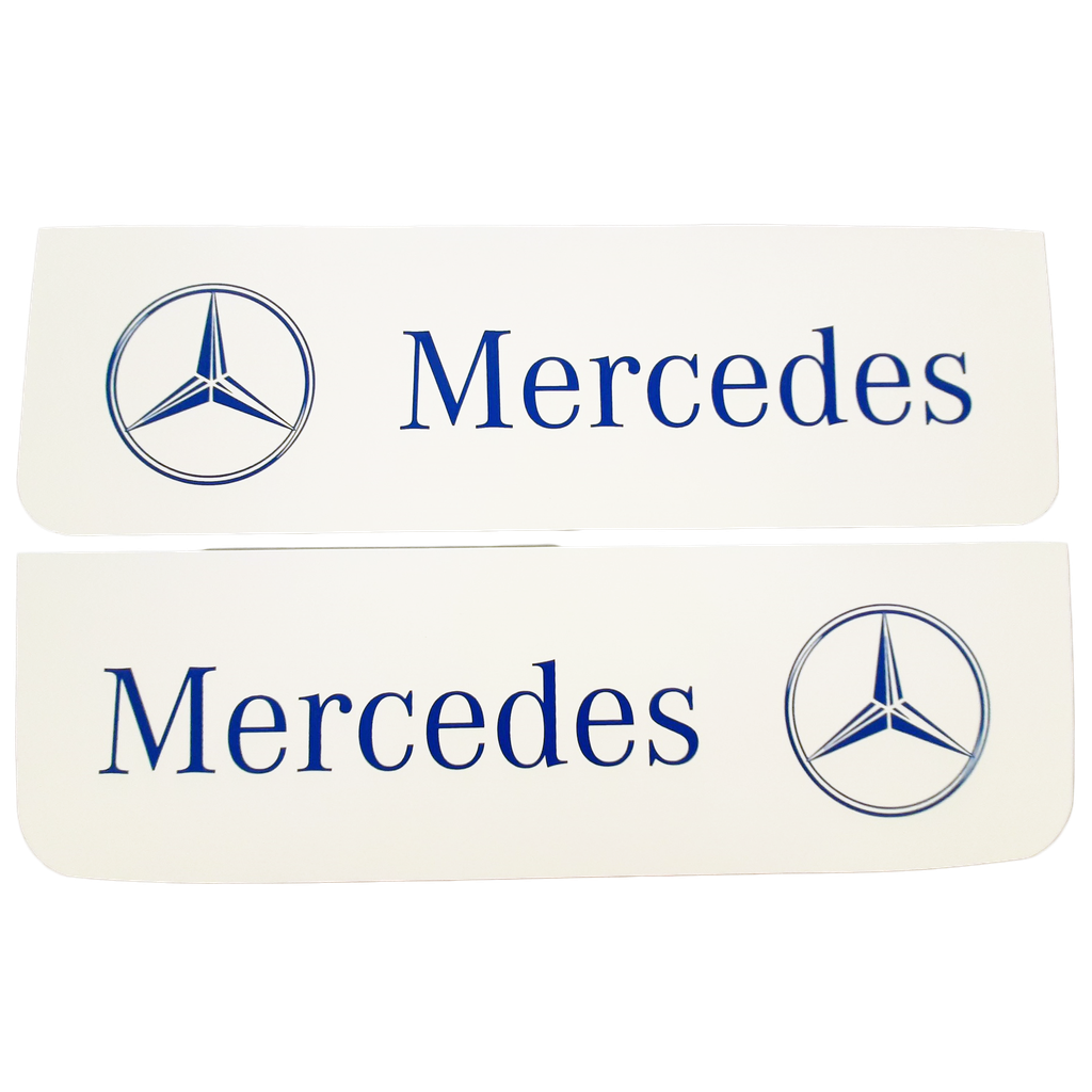 Spatlap Set voor Mercedes | Wit met Blauwe Opdruk | 60x18cm