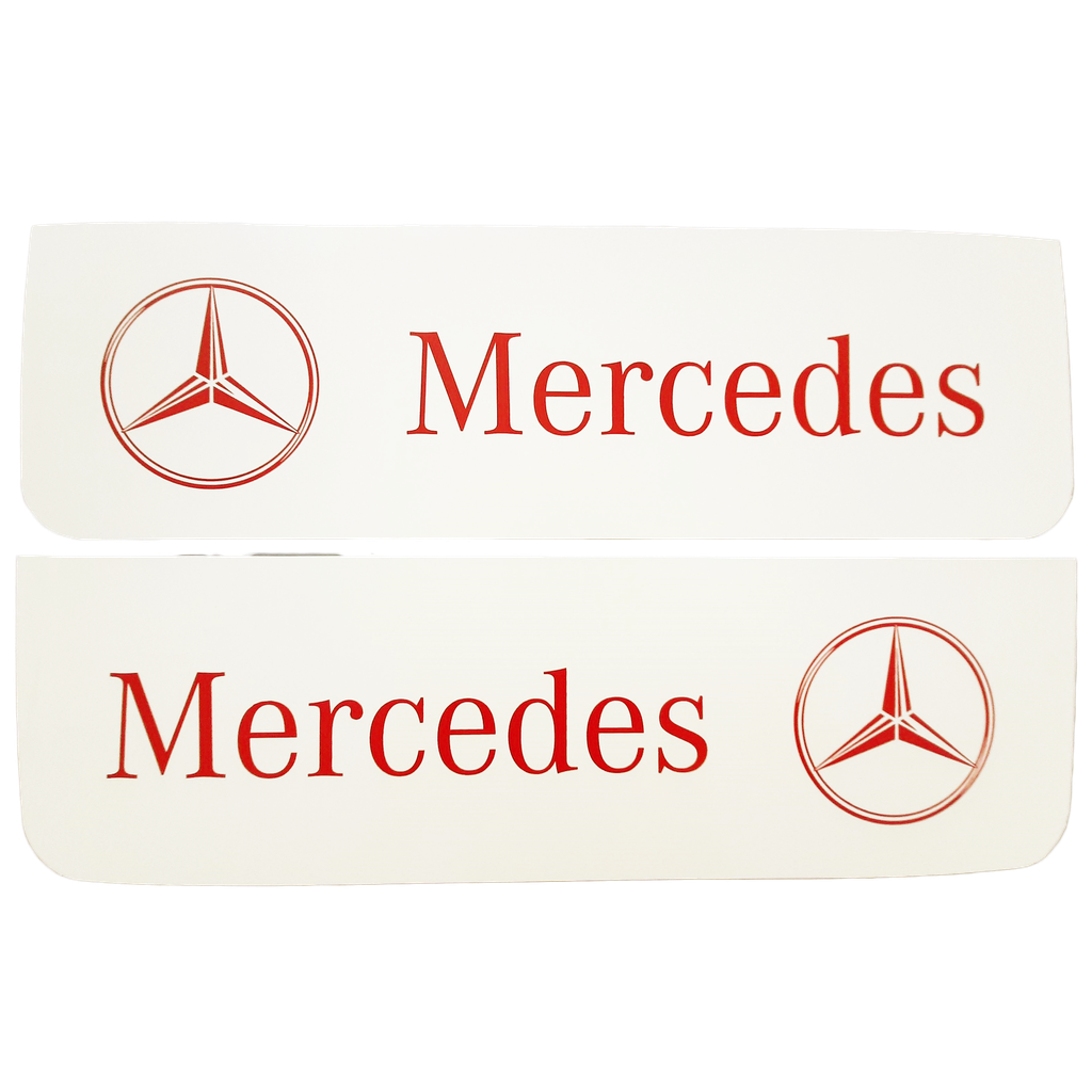 Spatlap Set voor Mercedes | Wit met Rode Opdruk | 60x18cm