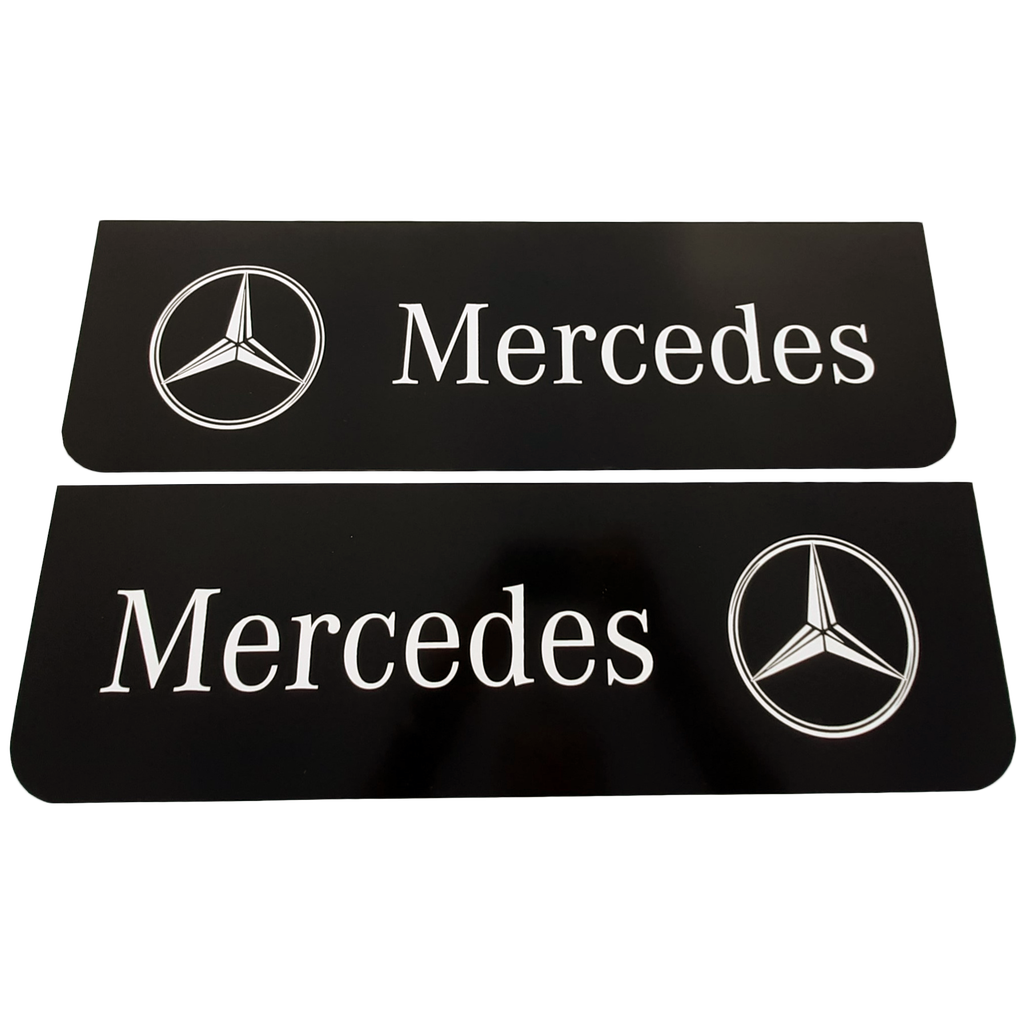 Front Mudflap Set for Mercedes | Black with White Print | 60x18cm