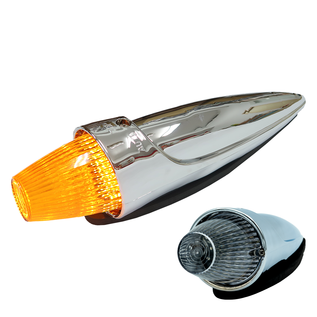 Torpedo Roof Marker Light LED Chrome | Amber with Clear Lens
