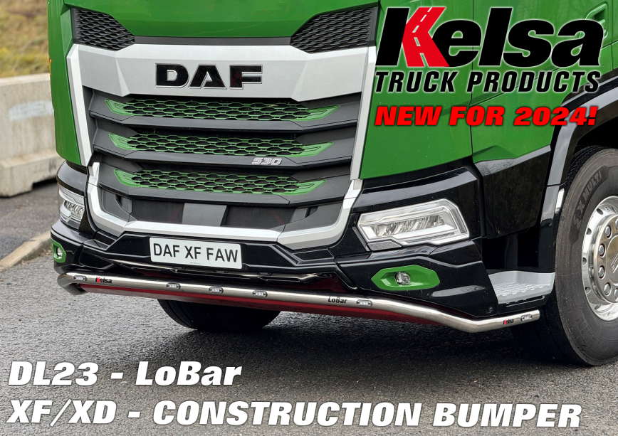 Stainless Steel LoBar for DAF NGD XF & XD with Construction Bumper | 5 White + 2 Amber LEDs