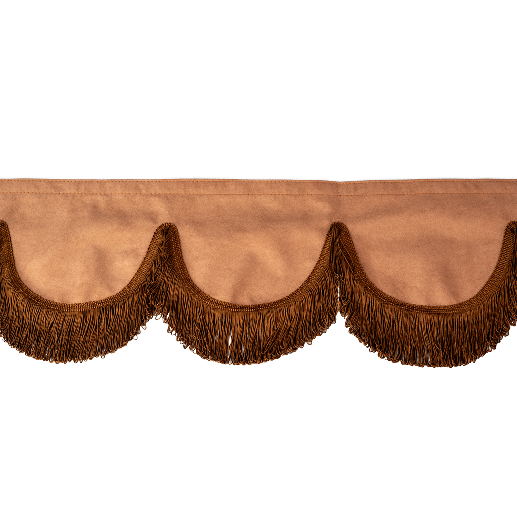 Nedking Voorraamgordijn | Alcantara Bruin / Suède Look | Bruine Franjes