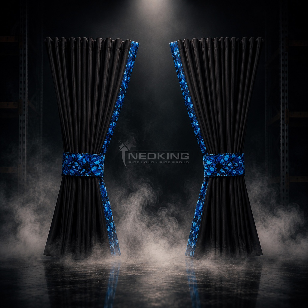 Nedking Zijgordijnen | Zwart | Deense Pluche Blauw | 95cm