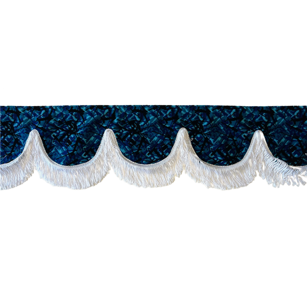 Nedking Front Curtain | Danish Blue | White Fringes