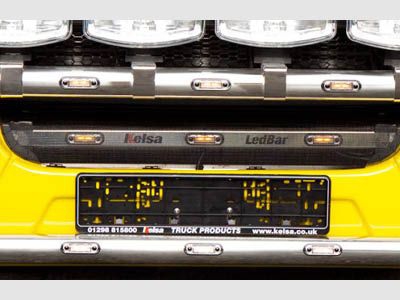 RVS LedBar voor Scania R2 met Lage Bumper | 3 Oranje LEDs