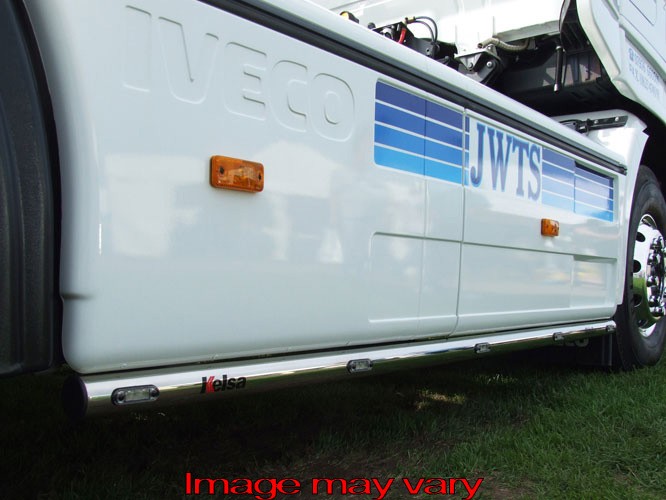 RVS Sidebars voor Iveco Stralis Cube | Wielbasis 3800mm | 5 Oranje LEDs