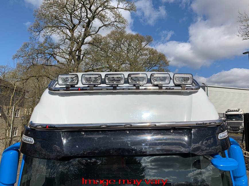 Stainless Steel VisorBar for Iveco S-Way AS | Wide Model with 5 White LEDs