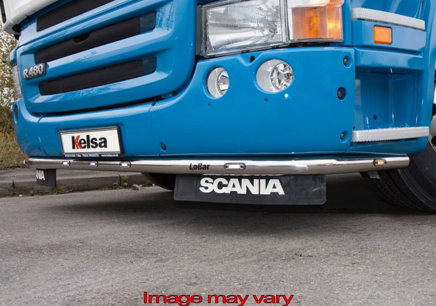 RVS LoBar voor Scania R1 met Hoge Bumper | 5 Witte & 2 Oranje LEDs