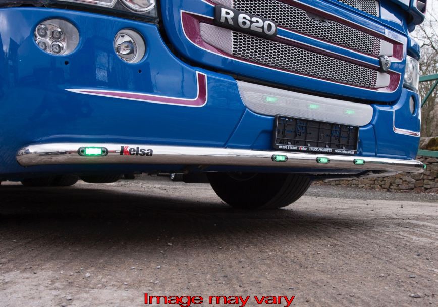 Stainless Steel LoBar for Scania R2 with Low Bumper | 5 Amber LEDs