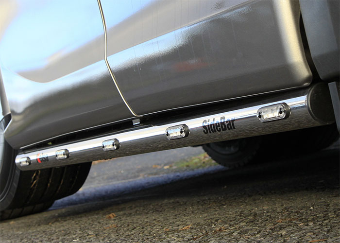 Stainless Steel SideBars for Scania R&S NextGen 6x2 with Tag Axle | Wheelbase 3350mm | Amber LEDs | 2019+