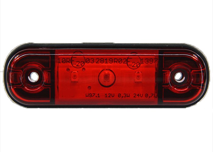 WAS 3-LED Ultradun Positielicht 9-36V - Rood