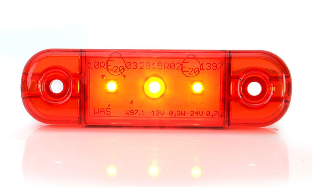 WAS 3-LED Ultradun Positielicht 9-36V - Rood