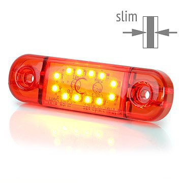 WAS 12-LED Ultradun Positielicht 9-36V - Rood