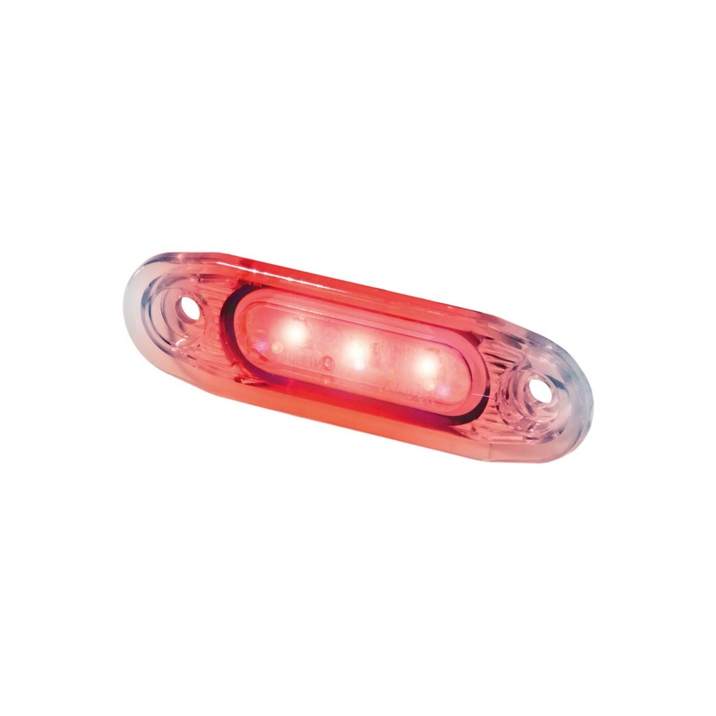 3-LED SLD Marker Light | Red with Clear Lens 12-24V