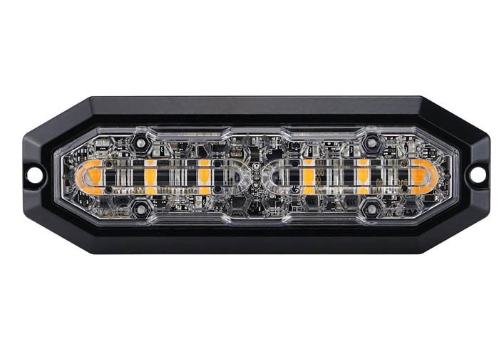 6-LED Flitser Oranje met Heldere Lens- 12-24V