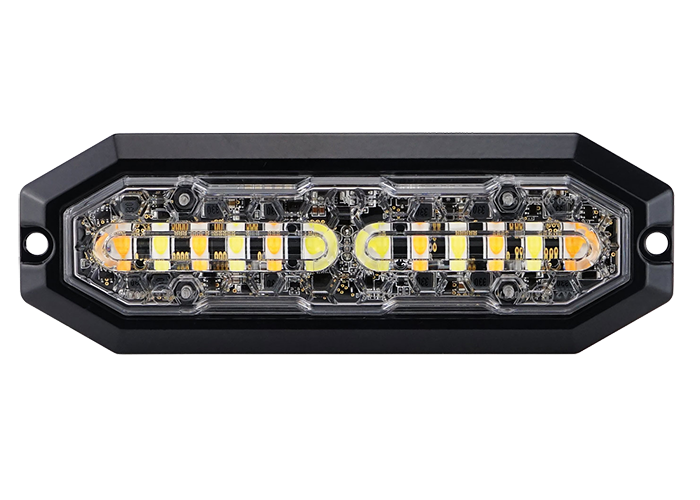12-LED Flitser Oranje & Wit met Heldere Lens - 12-24V