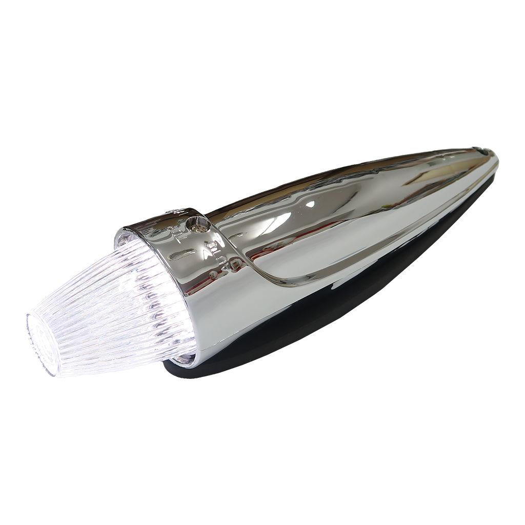 Torpedo Toplamp LED Chroom | Wit met Heldere Lens