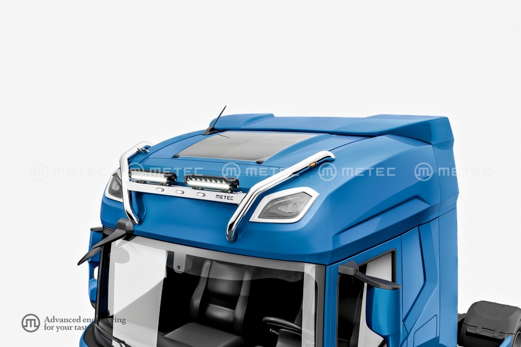 RVS Dakbeugel "CROSSBAR" voor DAF NGD XF/XG | 3 Witte + 2 Oranje LEDs