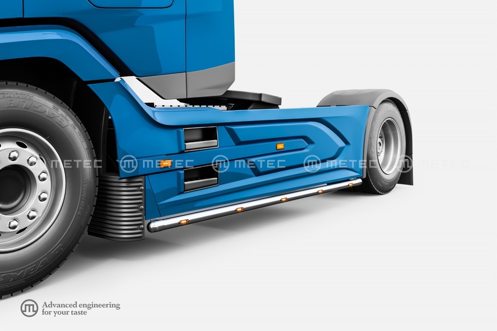 RVS Sidebars voor DAF NGD XG/XG+ | Wielbasis 4000mm | 5 Oranje LEDs