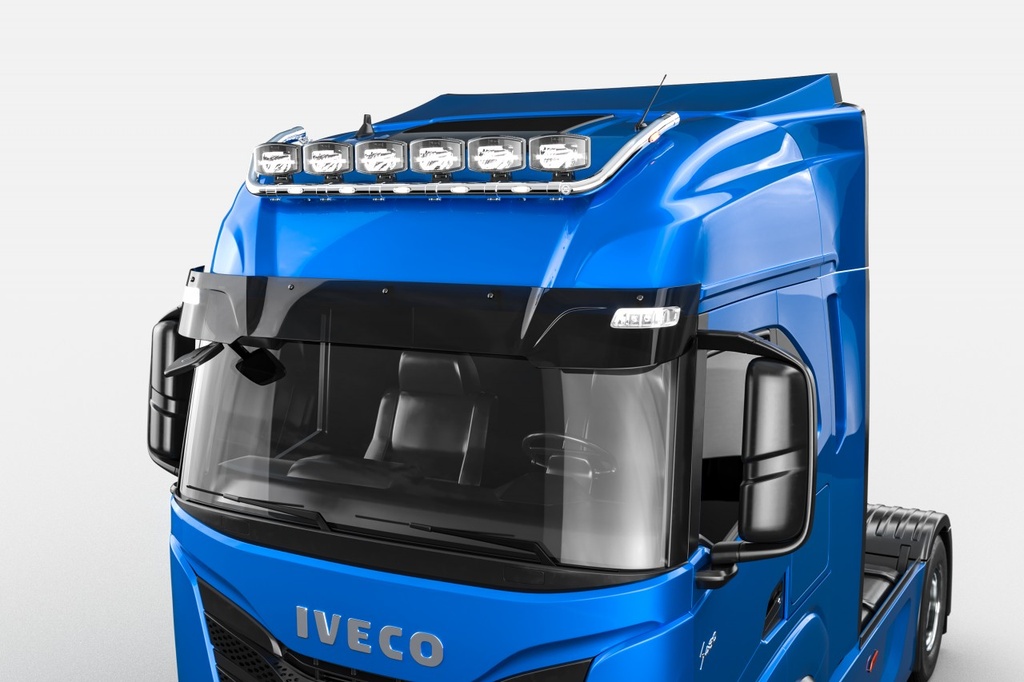Stainless Steel Roof Light Bar for Iveco S-Way | Wide Model | 5 White + 2 Amber LEDs