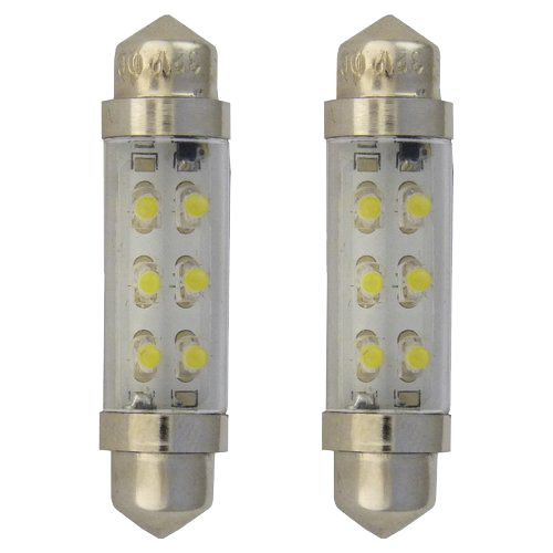 SV8.5 Festoon Lamps Long | 6 LEDs White | Set of 2 Pieces
