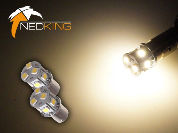 BA15s Lampen met 9 SMD LEDs Warm Wit | Set van 2 stuks