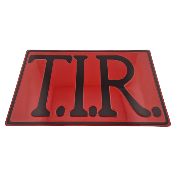 T.I.R. Bord 40x25cm - Rood met zwarte opdruk
