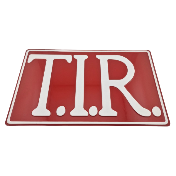 T.I.R. Bord 40x25cm - Rood met witte opdruk