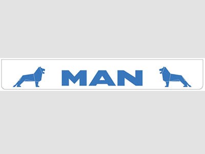 Mudflap Rear Bumper for MAN | White with Blue Print | 238x35cm