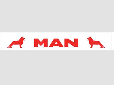 Spatlap Achterbumper voor MAN | Wit met Rode Opdruk | 238x35cm