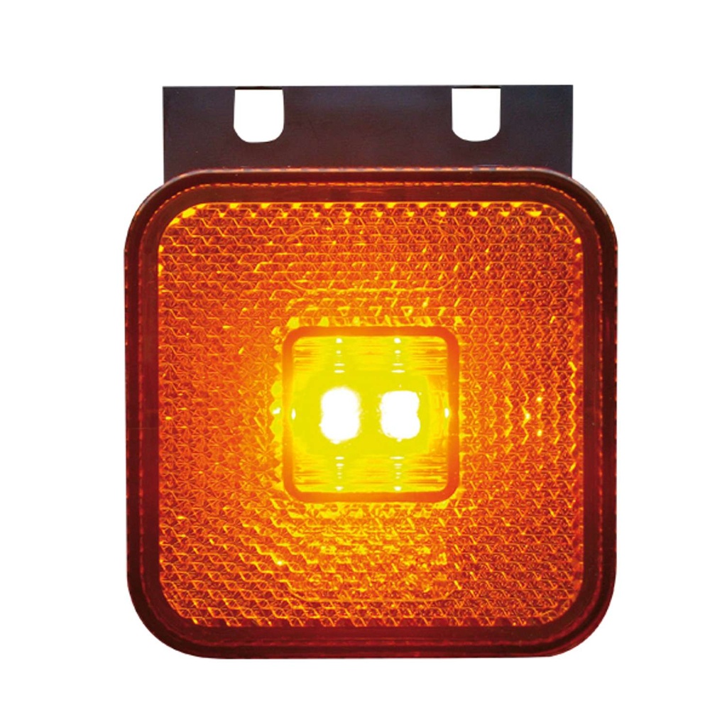 LED Zijmarkeringslicht Vierkant 12-24V met Montagebeugel | Oranje