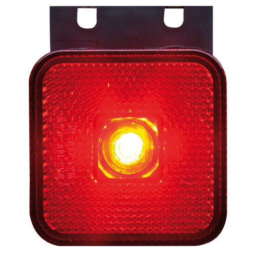 LED Position Light Square 12-24V with Bracket | Red