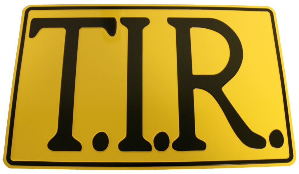 T.I.R. Bord 40x25cm - Geel met zwarte opdruk