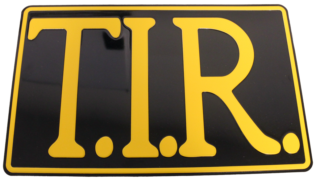 T.I.R. Bord 40x25cm - Zwart met gele opdruk