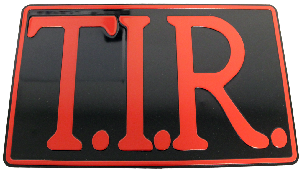 T.I.R. Bord 40x25cm - Zwart met rode opdruk