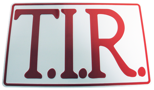 [501105] T.I.R. Bord 40x25cm - Wit met rode opdruk