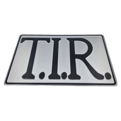 [501104] T.I.R. Bord 40x25cm - Zilver met zwarte opdruk