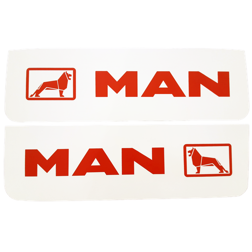 [46510506] Front Mudflap Set for MAN | White with Red Print | 60x18cm