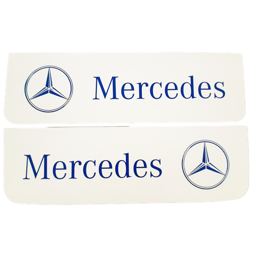 [46510535] Front Mudflap Set for Mercedes | White with Blue Print | 60x18cm
