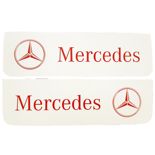 [46510536] Front Mudflap Set for Mercedes | White with Red Print | 60x18cm