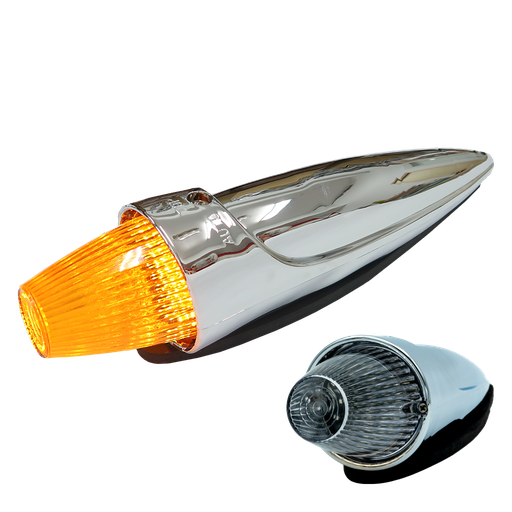 [4635732AC-LED] Torpedo Toplamp LED Chroom | Oranje met Heldere Lens