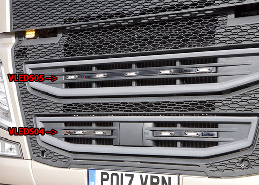 [VLEDS14/A] RVS LedBar 4 oranje LED's - Volvo FH4/FM EURO 6 grote sensor 28cm