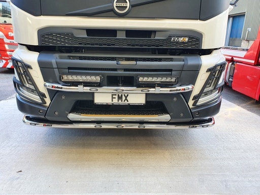 [82VLS25/W] Stainless Steel LoBar for Volvo FMX III | 5 White & 2 Amber LEDs