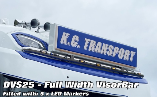 [82DVS25/W] Stainless Steel VisorBar for NGD DAF XF, XD & XG | 5 White LEDs