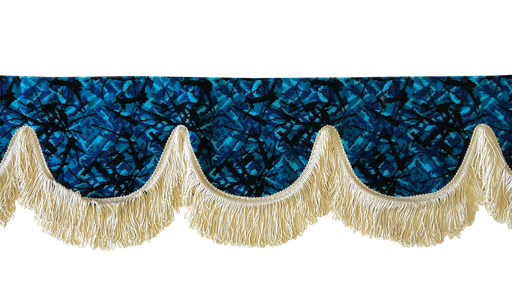 [44050302-1] Nedking Front Curtain | Danish Blue | Beige Fringes